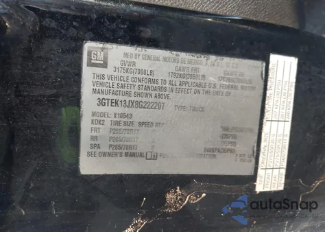 2008 GMC Sierra 1500 Slt z USA, uszkodzony, nr VIN 3GTEK13JX8G222207